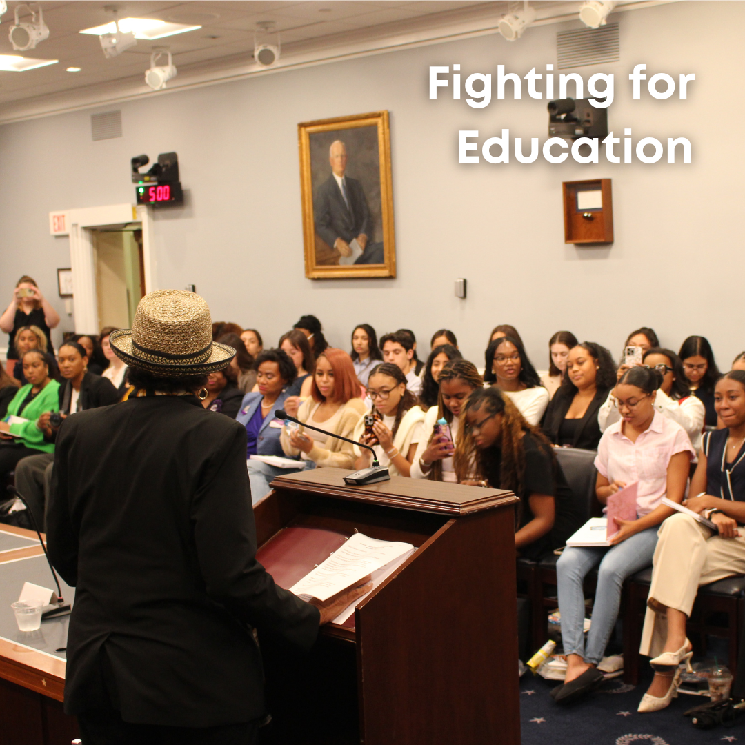 Rep. Adams speaks to a group of students