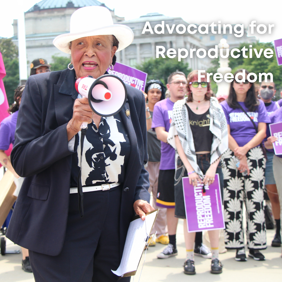 Rep. Adams speaks at a Planned Parenthood rally