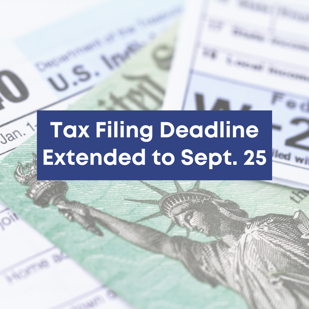 Tax Filing Deadline Extended to September 25