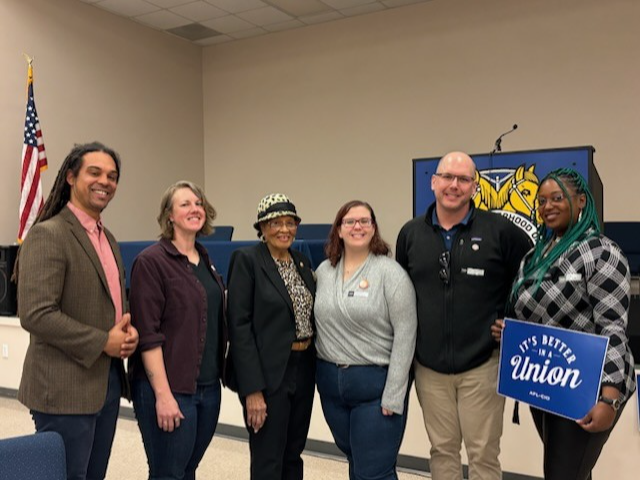 Rep. Adams with Labor Group