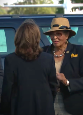 Rep. Adams greets VP Harris