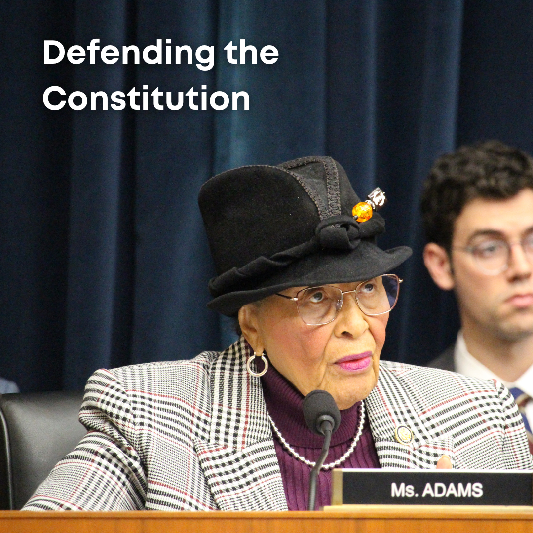 Rep. Adams speaks during a committee hearing