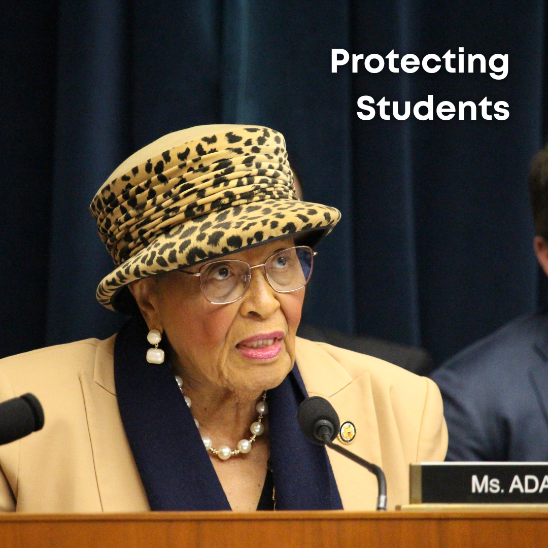 Rep. Adams speaks during a committee hearing.