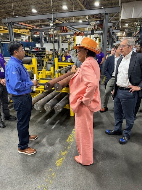 Rep. Adams briefed on shop floor