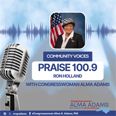 announcement of Rep Adams on Community Voices