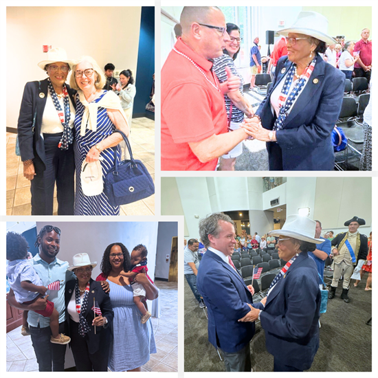 collage of Congresswoman and members of community
