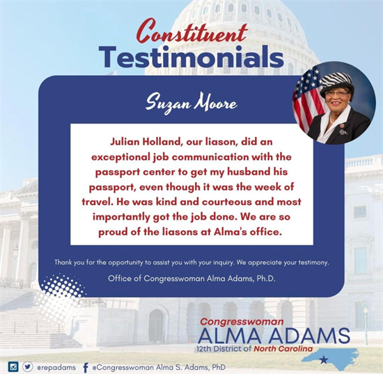 Constituent testimonial from Suzan Moore 2024